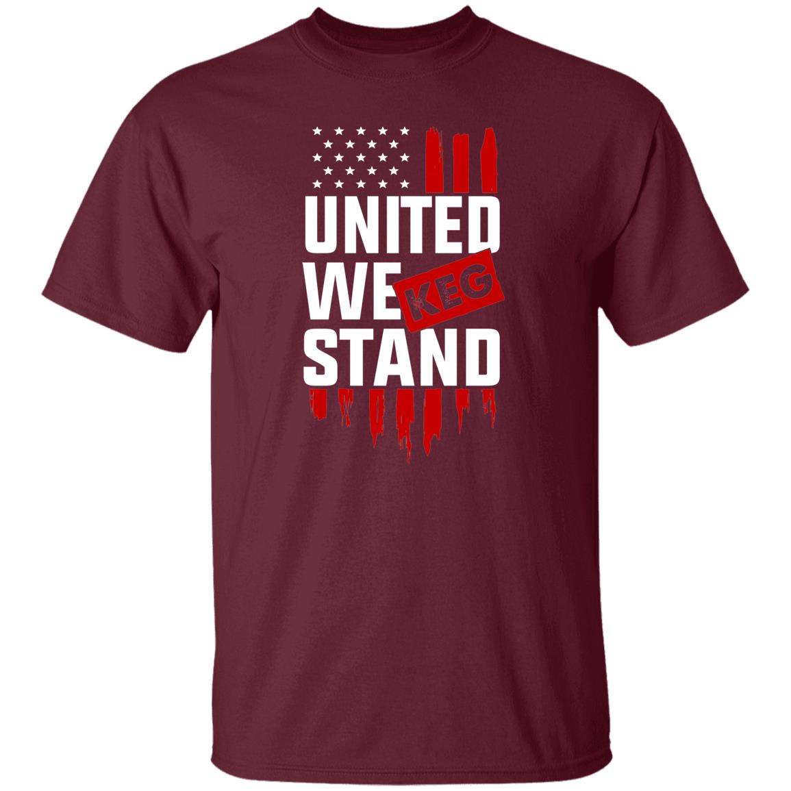 United We Keg Stand Drinking Beer American Flag T-Shirt