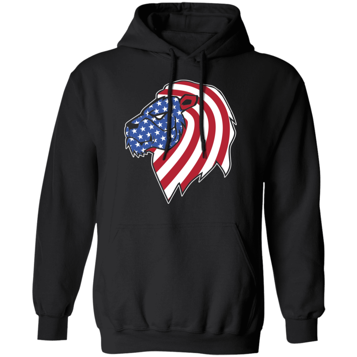 Lion American Flag USA Pullover Hoodie