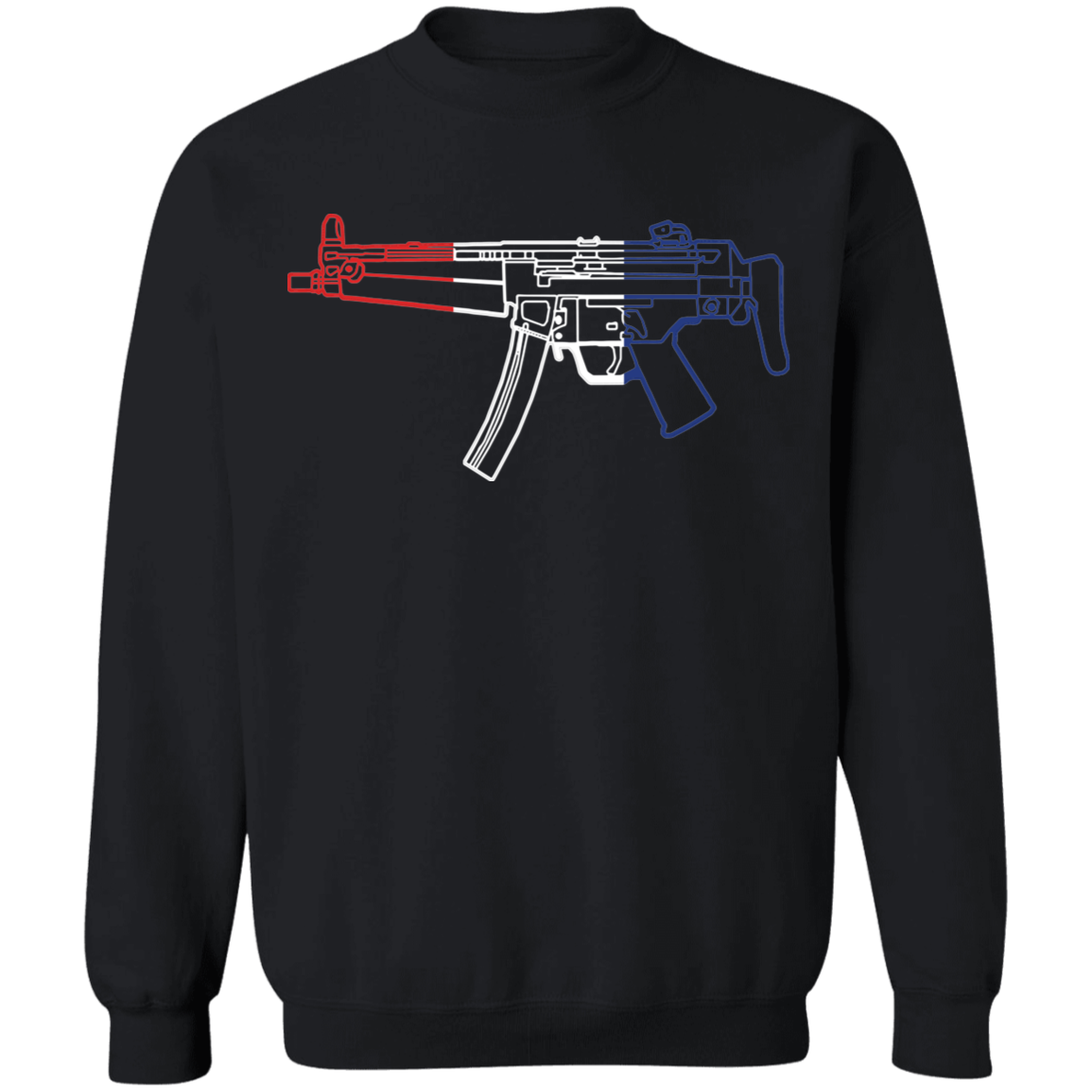 MP5 Firearm Rifle Red White Blue Crewneck Sweatshirt