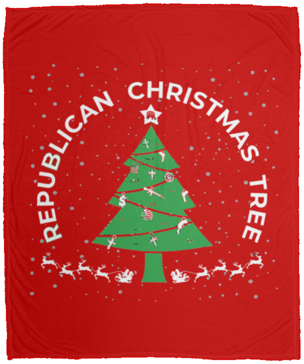 Republican Christmas Tree God Guns Money Fleece Blanket - 50x60