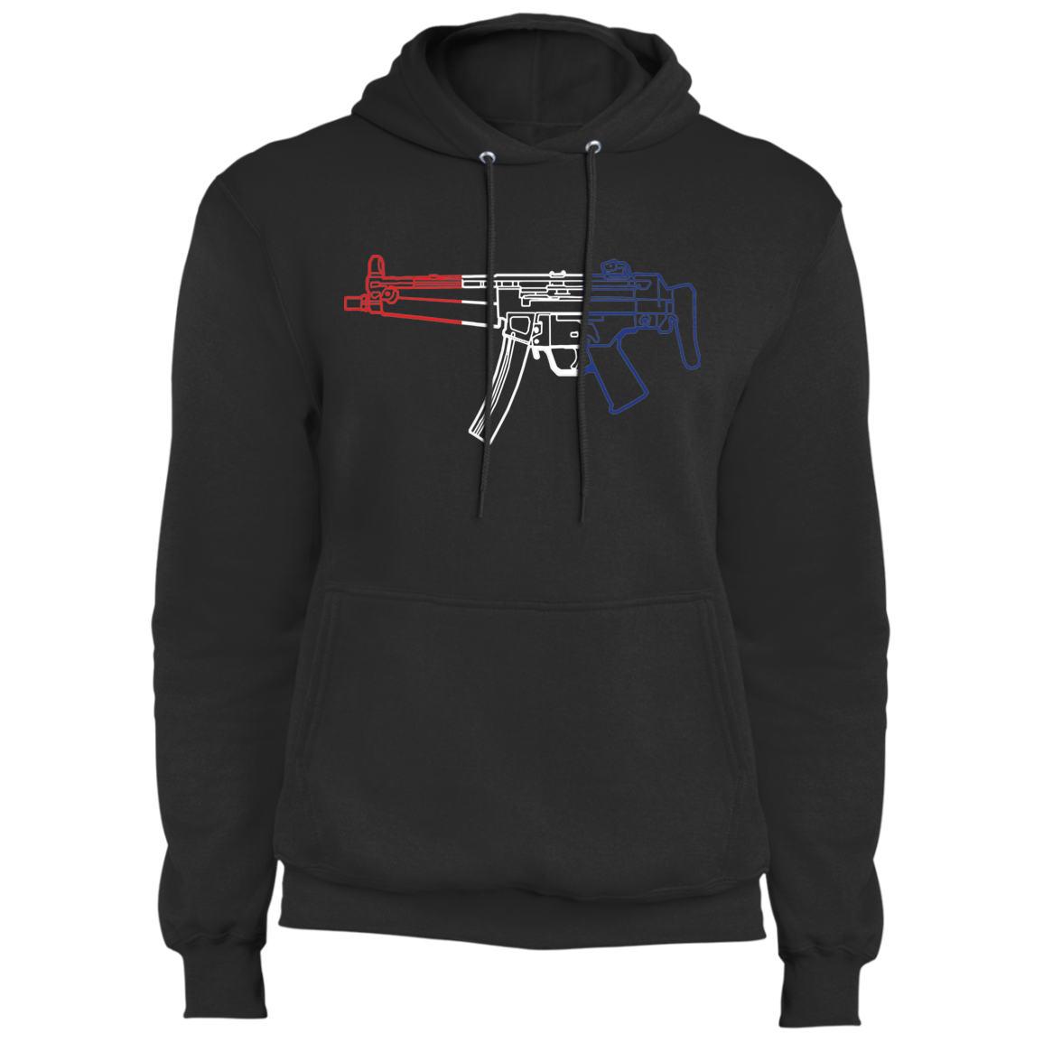 MP5 Firearm Rifle Red White Blue Pullover Hoodie