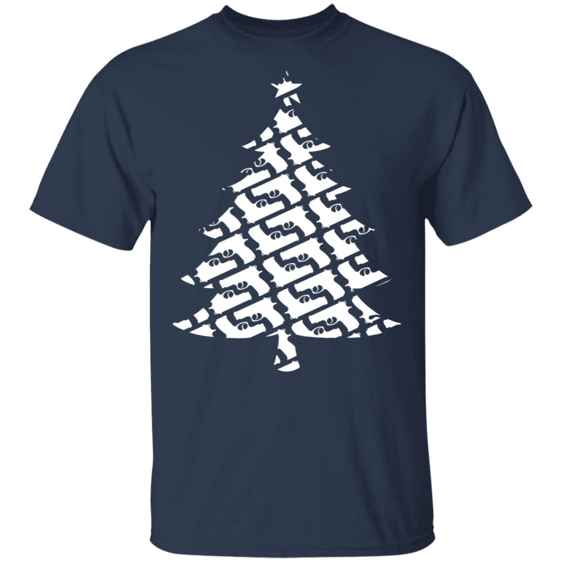 Handgun Pistol Firearm Christmas Tree T-Shirt