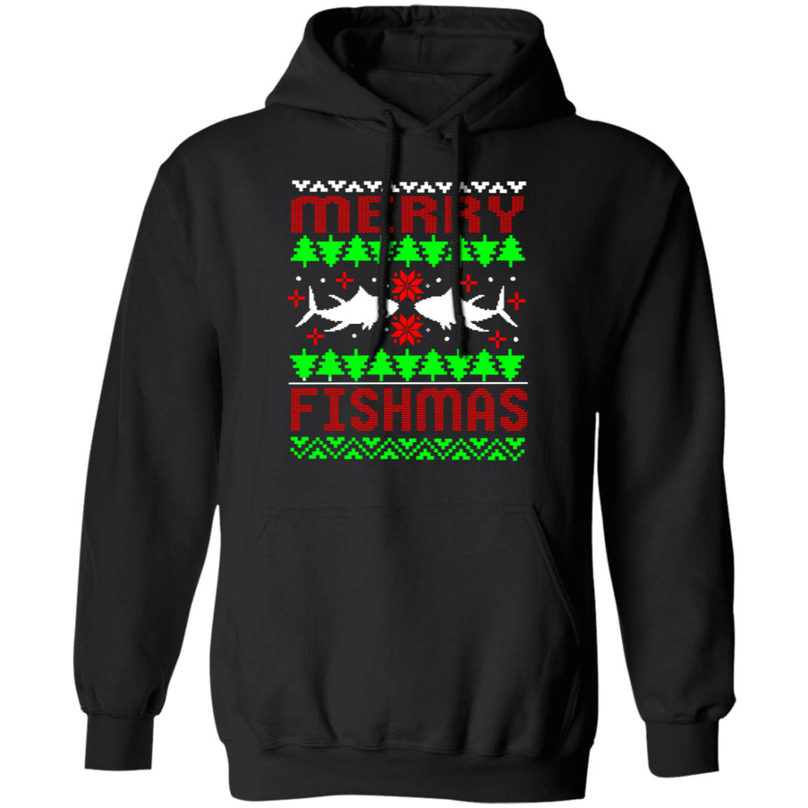 Merry Fishmas Saltwater Ugly Christmas Pullover Hoodie