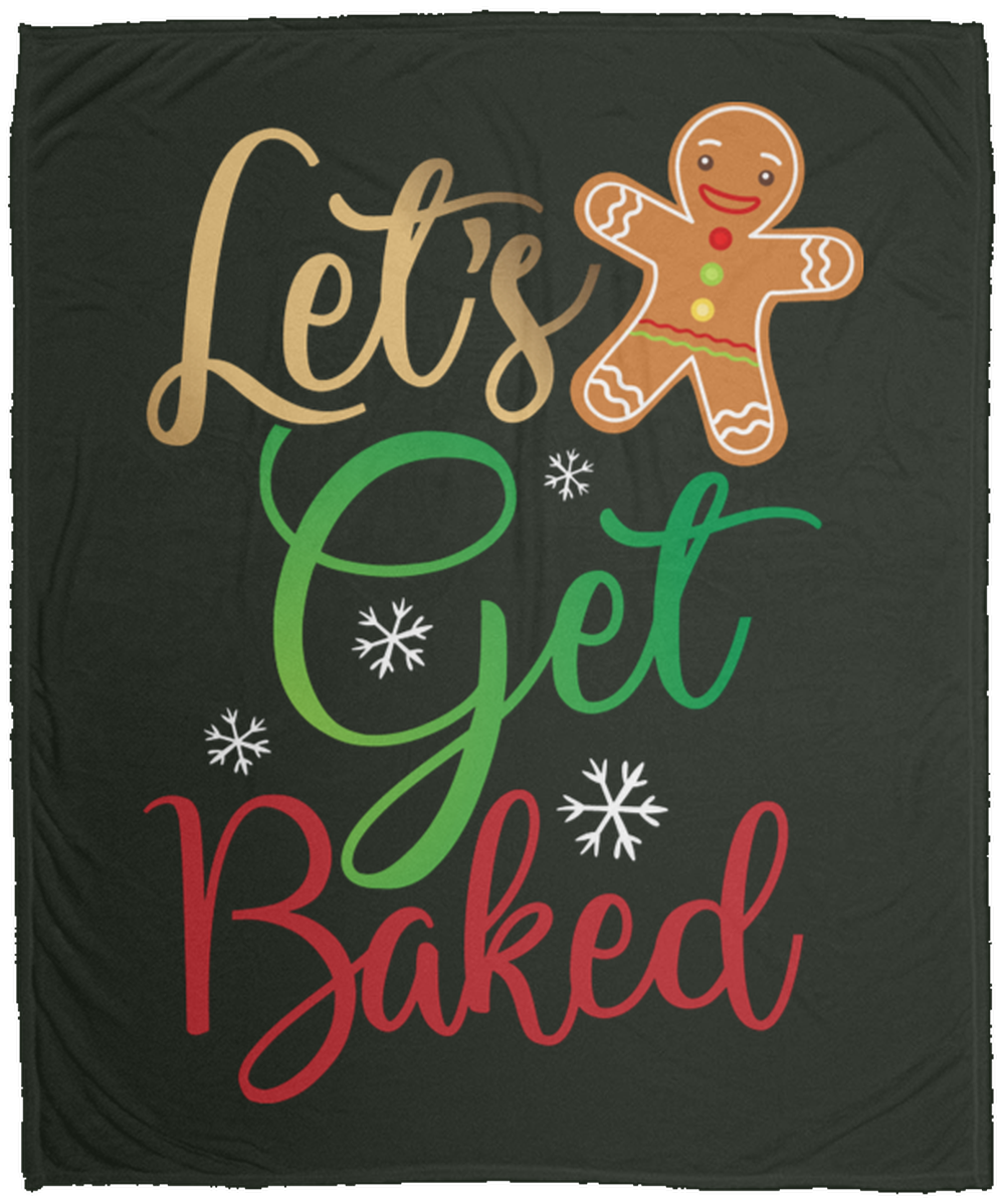 Let's Get Baked Gingerbread Man Christmas Fleece Blanket - 50x60