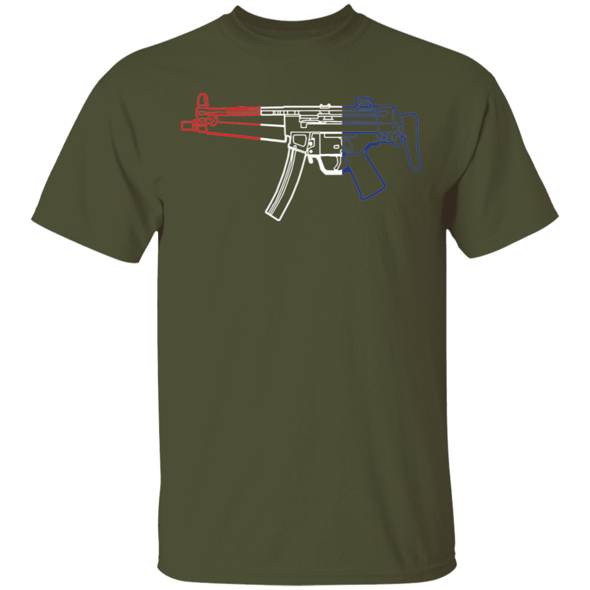 MP5 Firearm Rifle Red White Blue T-Shirt