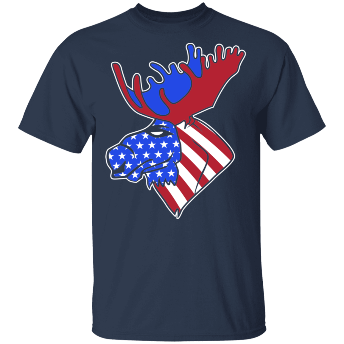 Moose American Flag USA T-Shirt