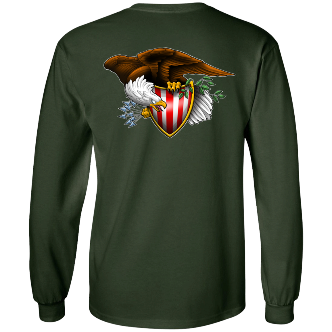 Patriot American Bald Eagle Double Sided Long Sleeve T-Shirt