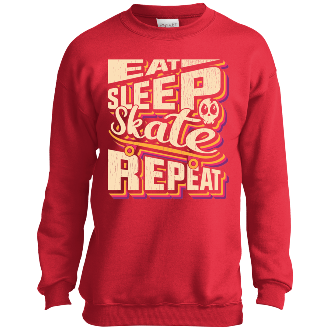 Eat Sleep Skate Repeat Skateboarding Youth Crewneck Sweatshirt