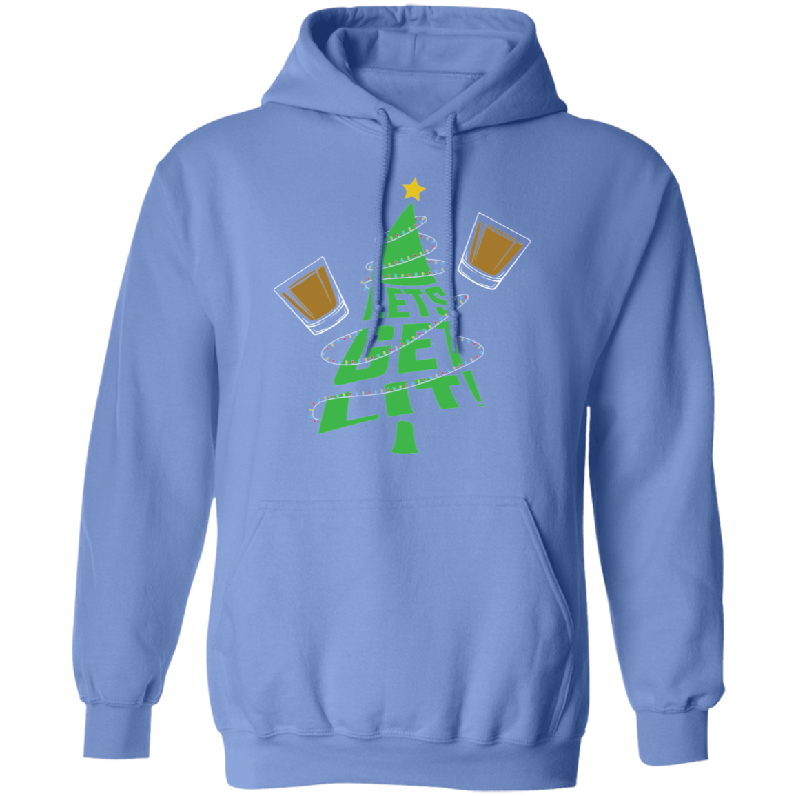 Lets Get Lit Christmas Tree Ugly Christmas Pullover Hoodie