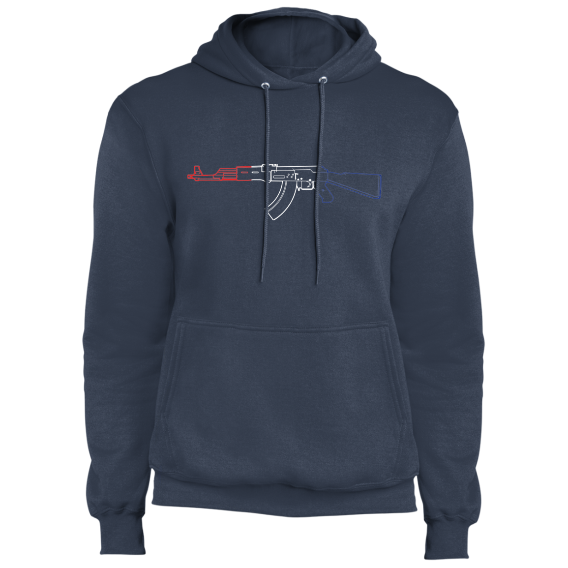 AK-47 Firearm Rifle Red White Blue Pullover Hoodie