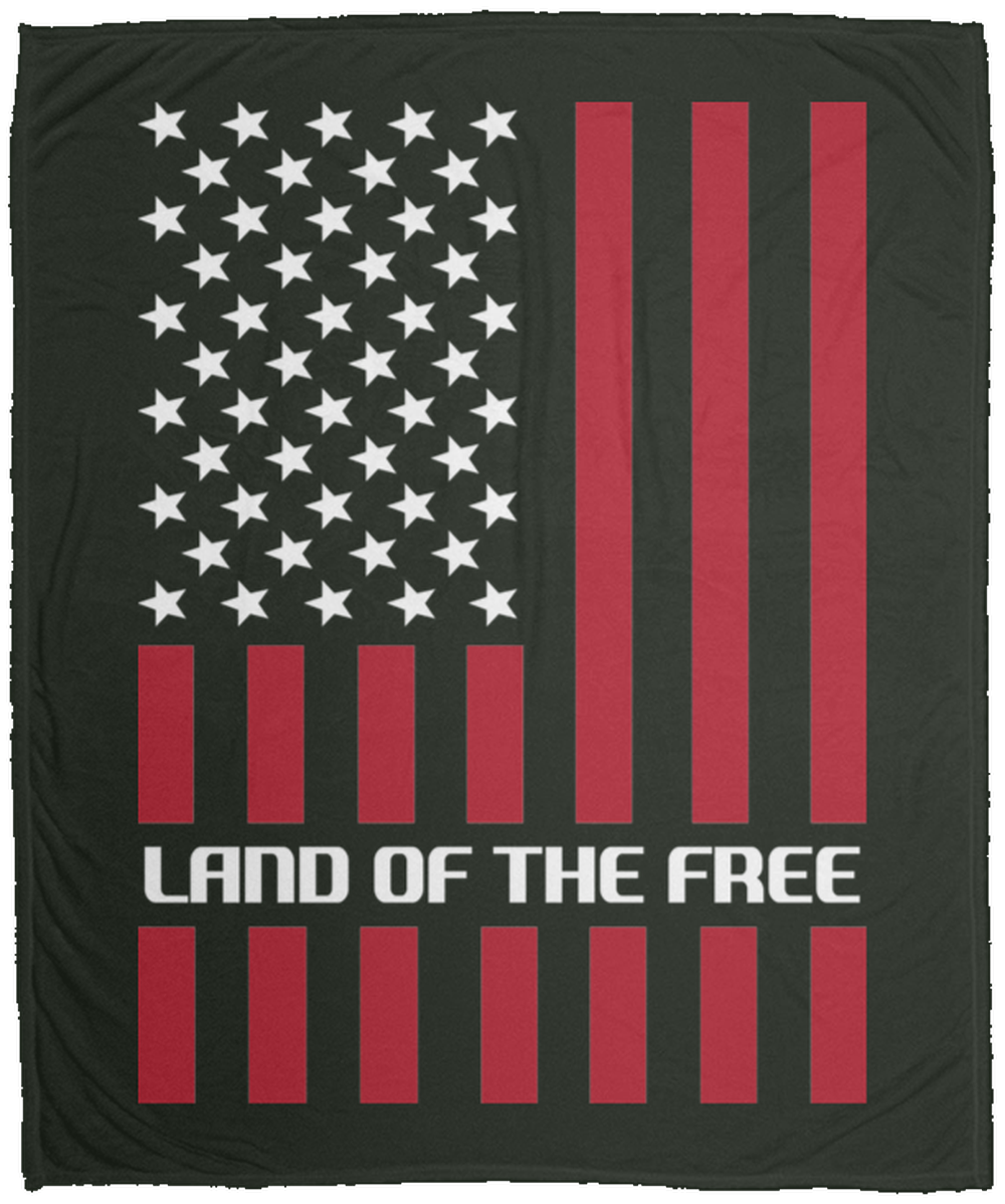 Land Of The Free American Flag Patriot Fleece Blanket - 50x60
