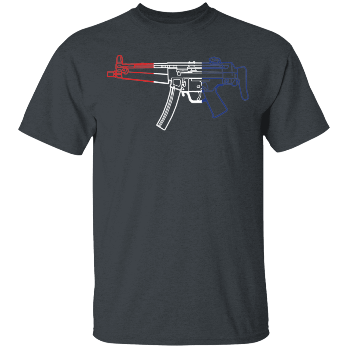 MP5 Firearm Rifle Red White Blue T-Shirt