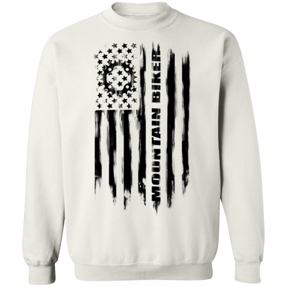 Mountain Biker Biking Cyclist American Flag Crewneck Sweatshirt