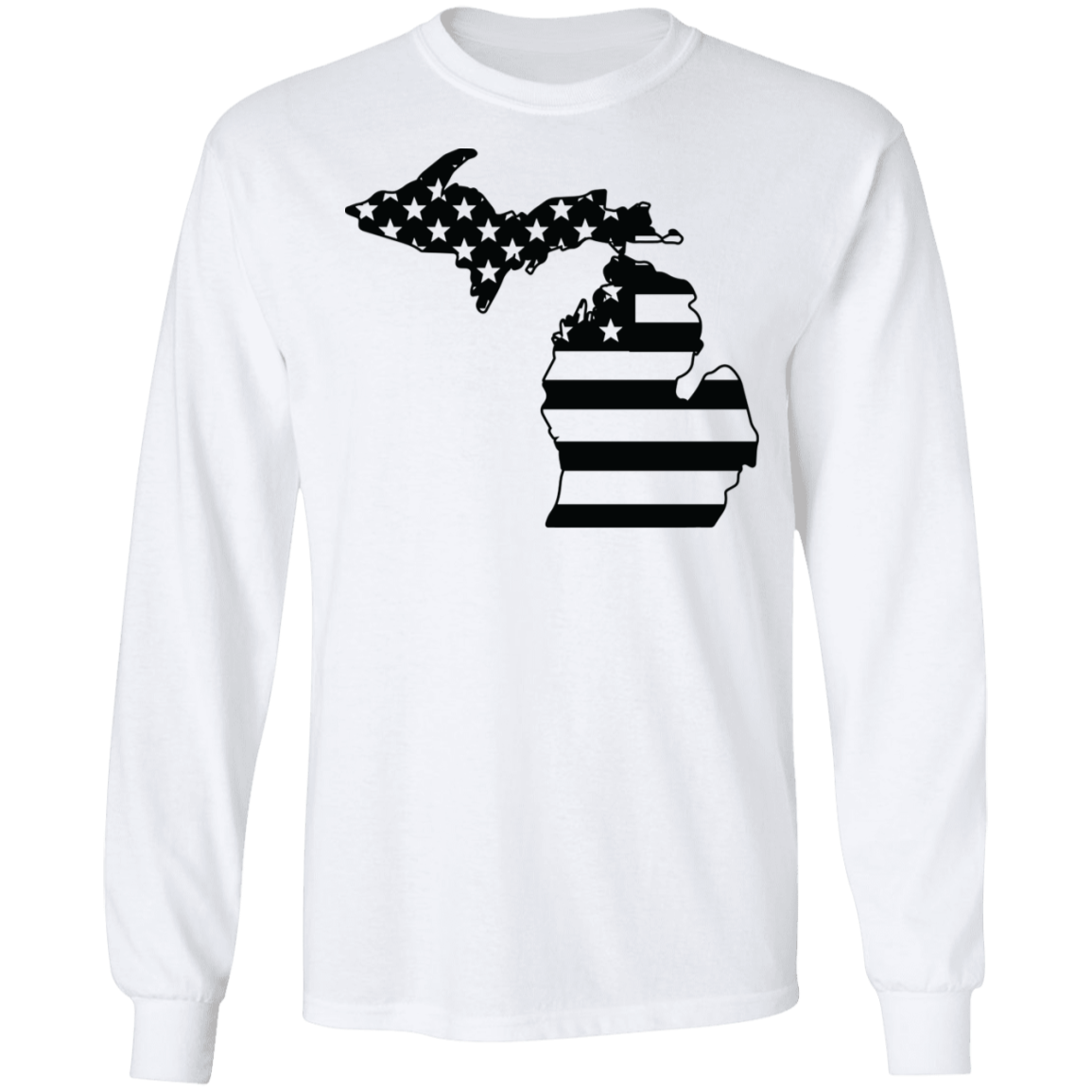 Michigan American Flag State Long Sleeve T-Shirt