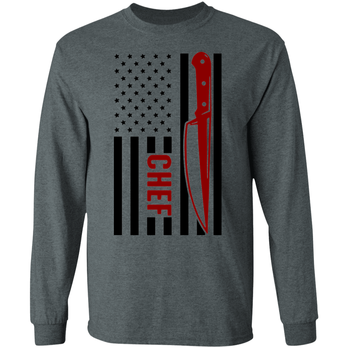Chef American Flag Cooking Long Sleeve T-Shirt