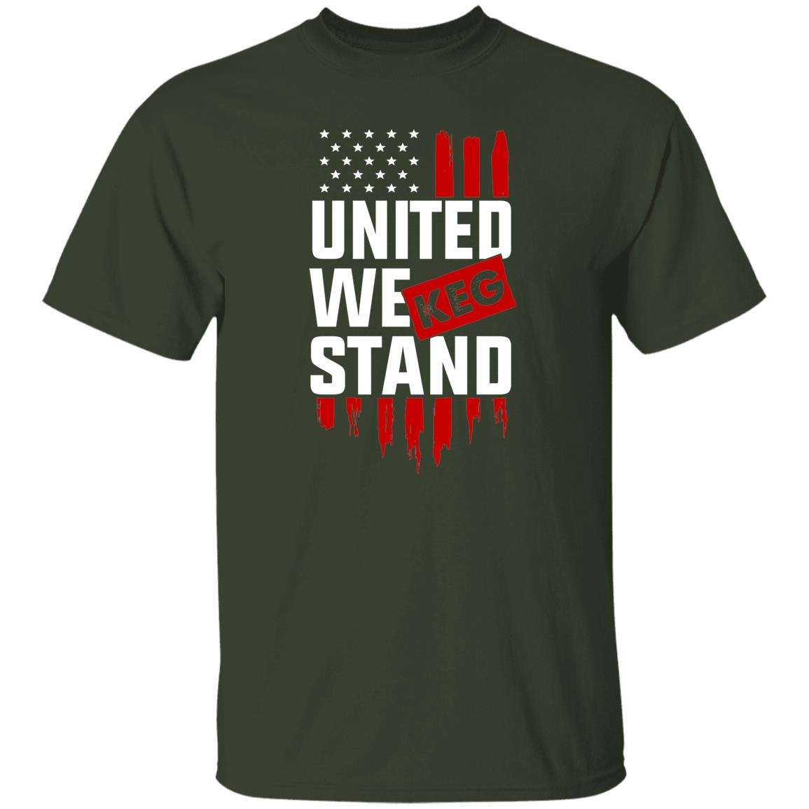 United We Keg Stand Drinking Beer American Flag T-Shirt