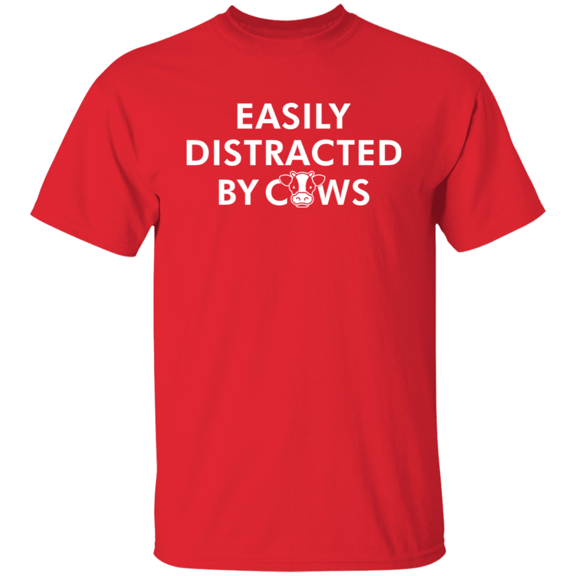 Easily Distracted By Cows Funny Farming T-Shirt