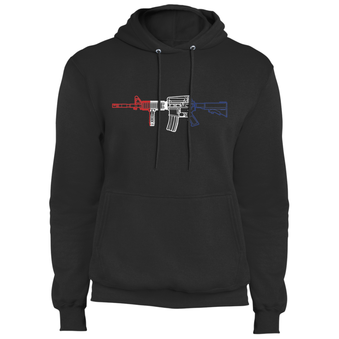 AR-15 Firearm Rifle Red White Blue Pullover Hoodie