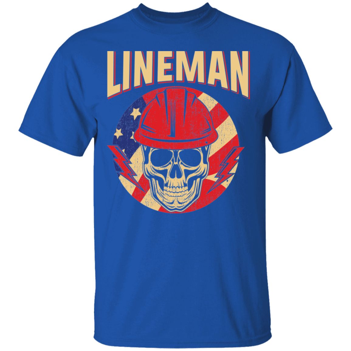 Lineman American Flag Skull T-Shirt
