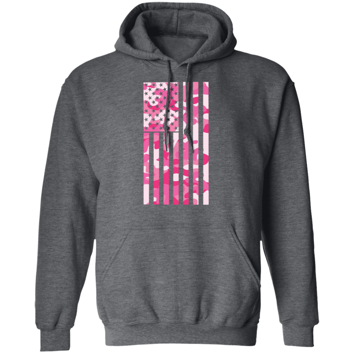 Pink Camo American Flag Pullover Hoodie