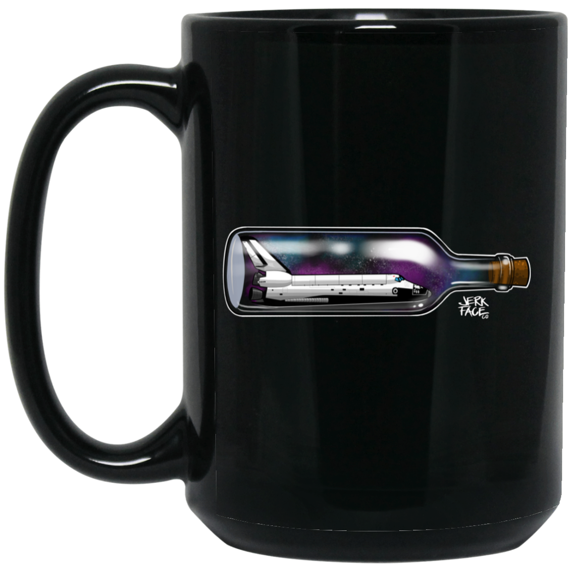 Space Shuttle In a Bottle 15 oz. Black Coffee Mug