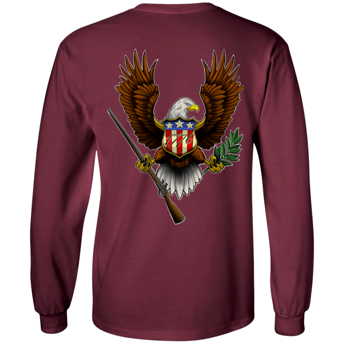 We the People American Bald Eagle 1776 Double Sided Long Sleeve T-Shirt