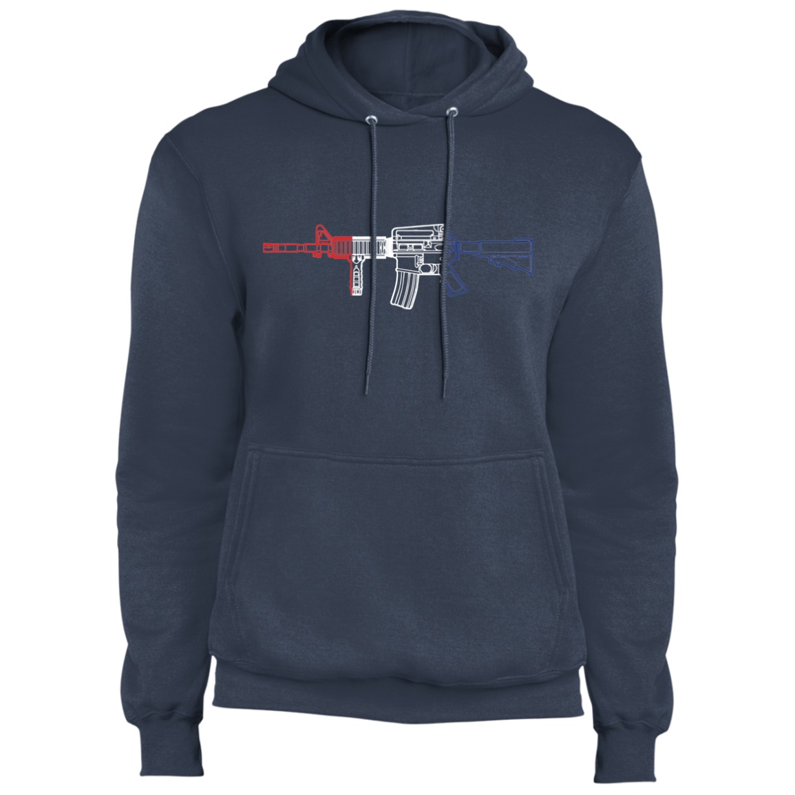AR-15 Firearm Rifle Red White Blue Pullover Hoodie