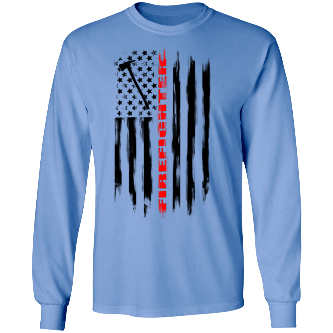 Firefighter Fireman Firewoman Fire Department American Flag Long Sleeve T-Shirt
