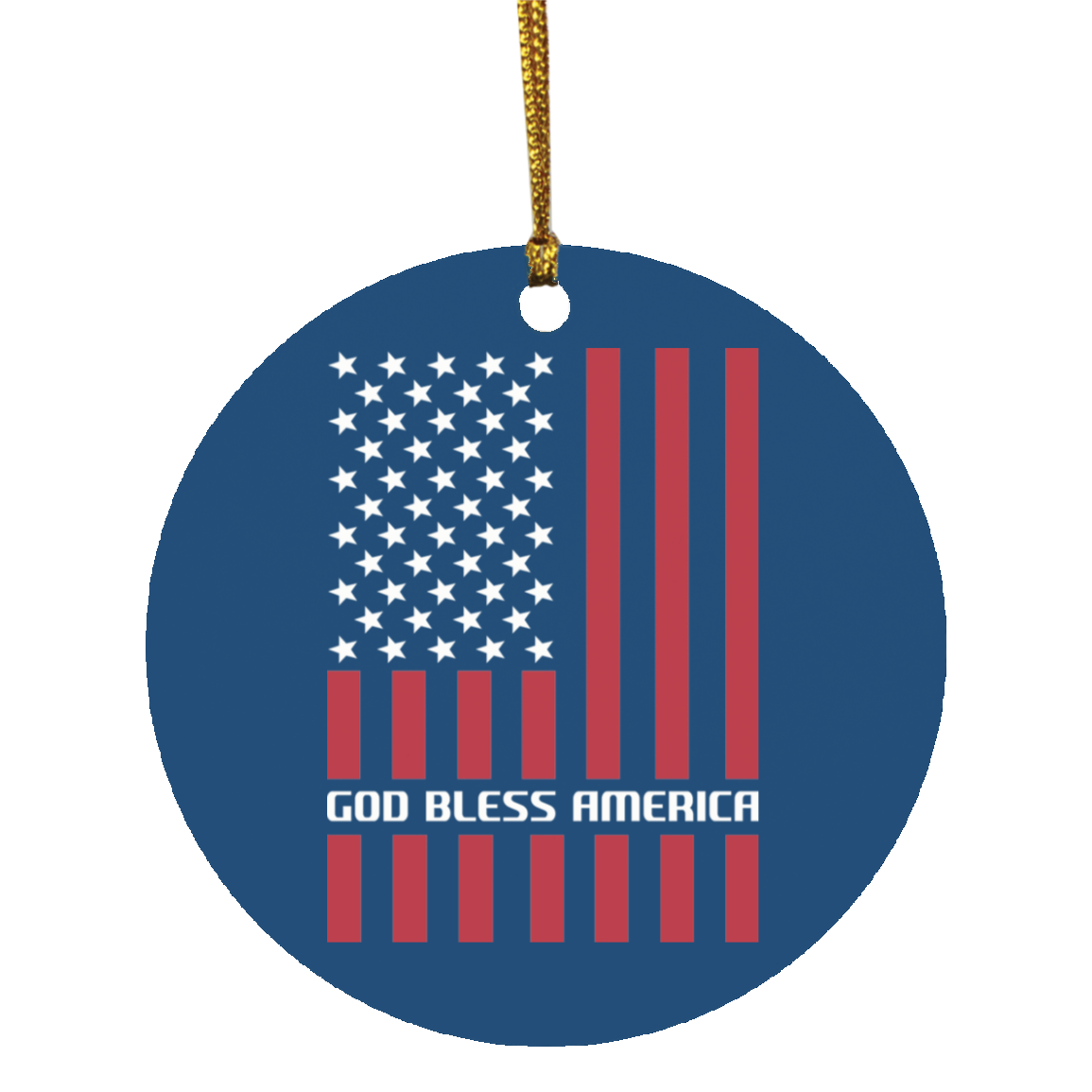 God Bless America Flag USA Circle Ornament
