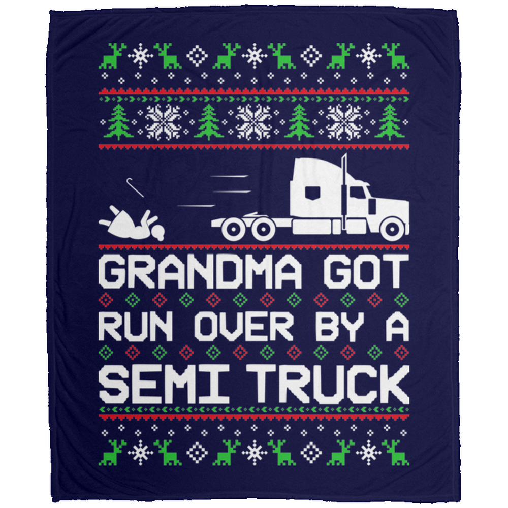 Wheel Spin Addict Christmas Semi Truck Fleece Blanket - 50x60