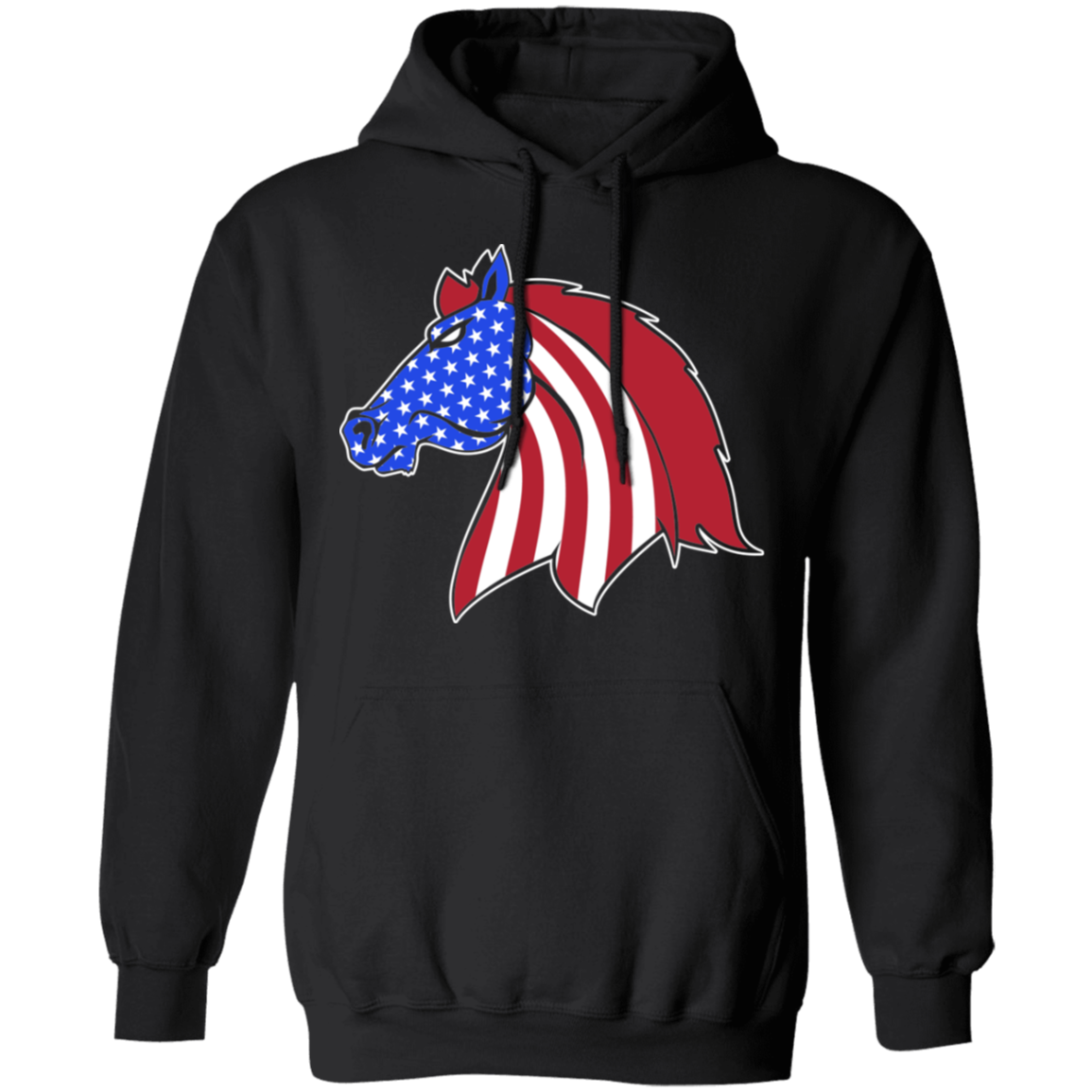Horse American Flag USA Pullover Hoodie
