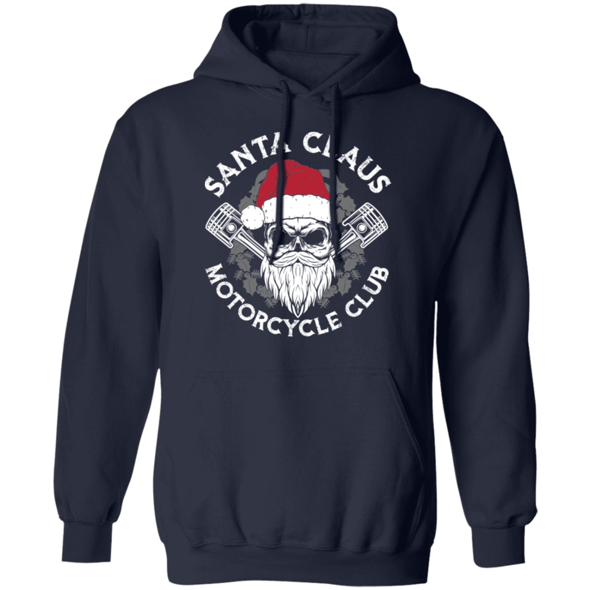 Santa Claus Motorcycle Club Piston Skull Motorcycle Pullover Hoodie