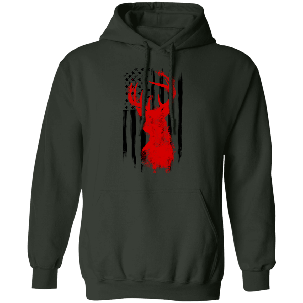 American Flag Hunting Deer Pullover Hoodie