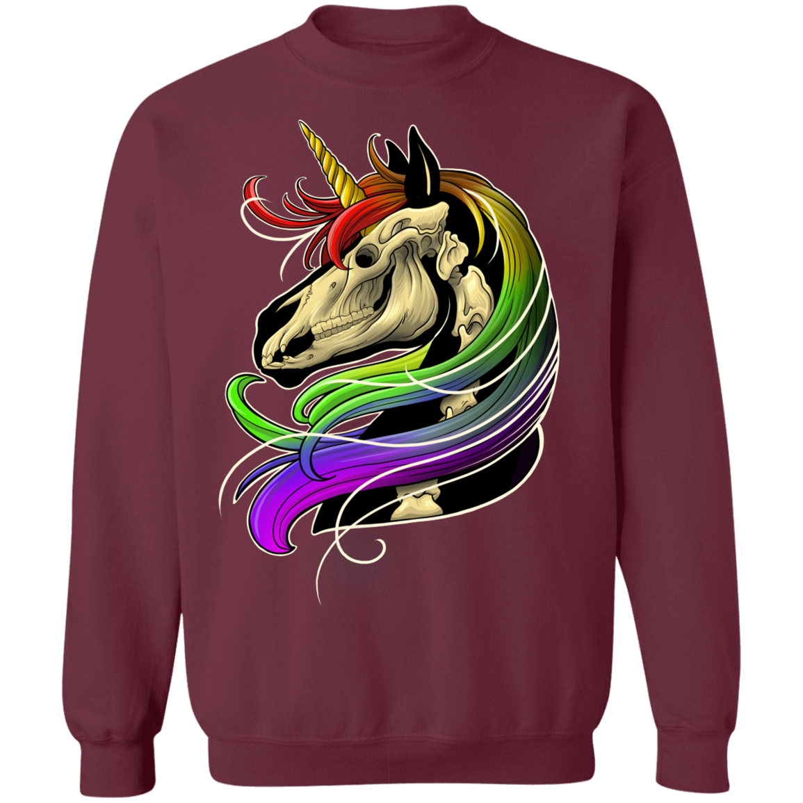Rainbow Skeleton Unicorn Crewneck Pullover Sweatshirt