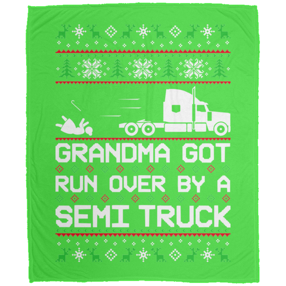 Wheel Spin Addict Christmas Semi Truck Fleece Blanket - 50x60
