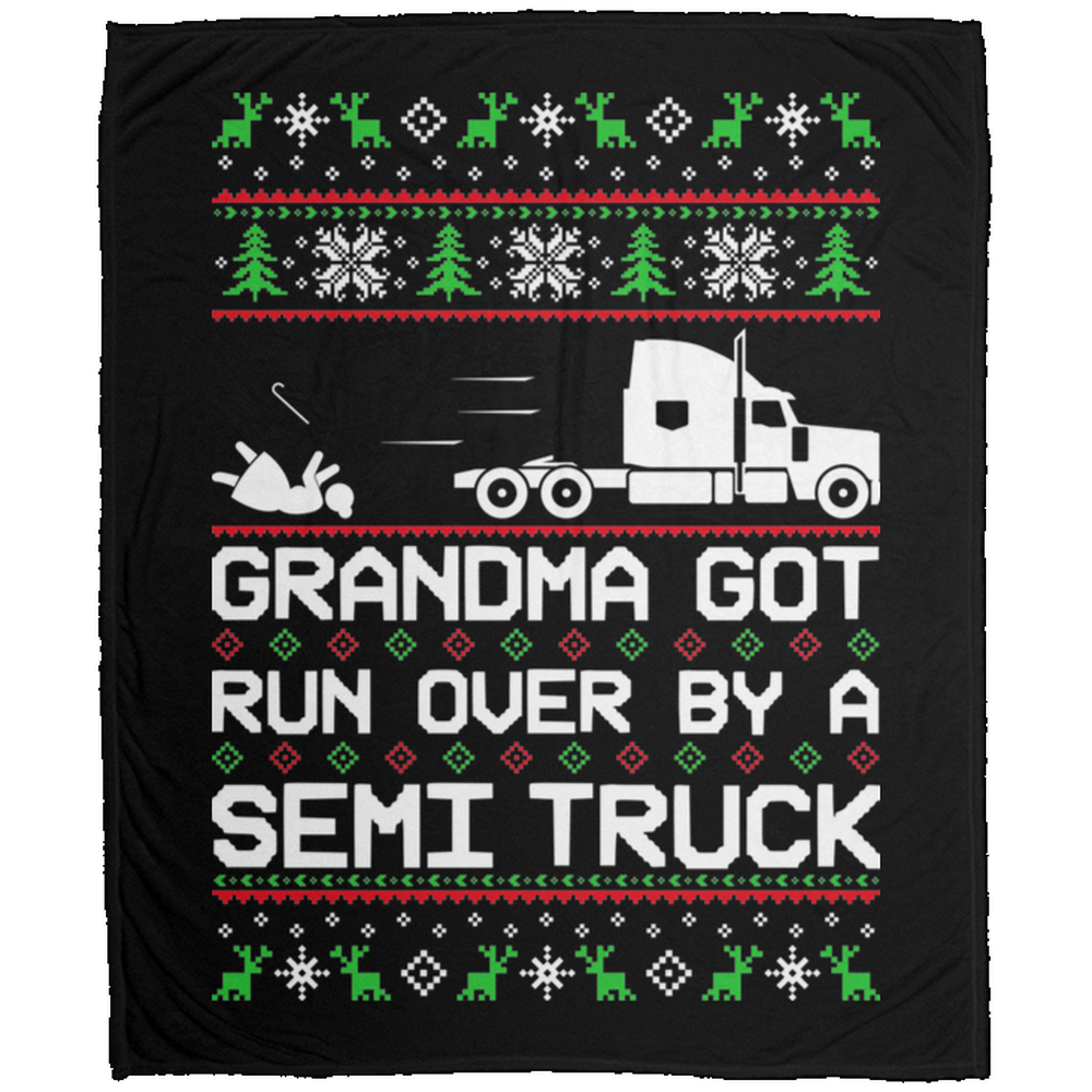 Wheel Spin Addict Christmas Semi Truck Fleece Blanket - 50x60