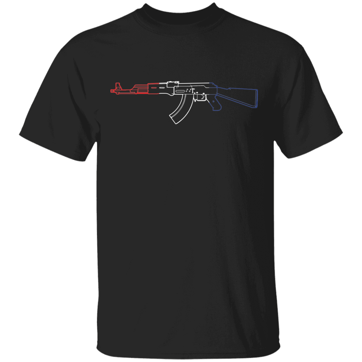 AK-47 Firearm Rifle Red White Blue T-Shirt