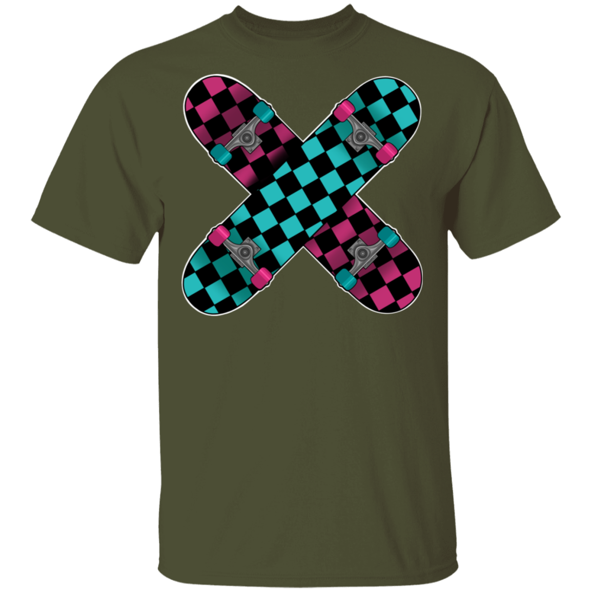 Retro 80's Checkered Skateboards Skateboarding T-Shirt