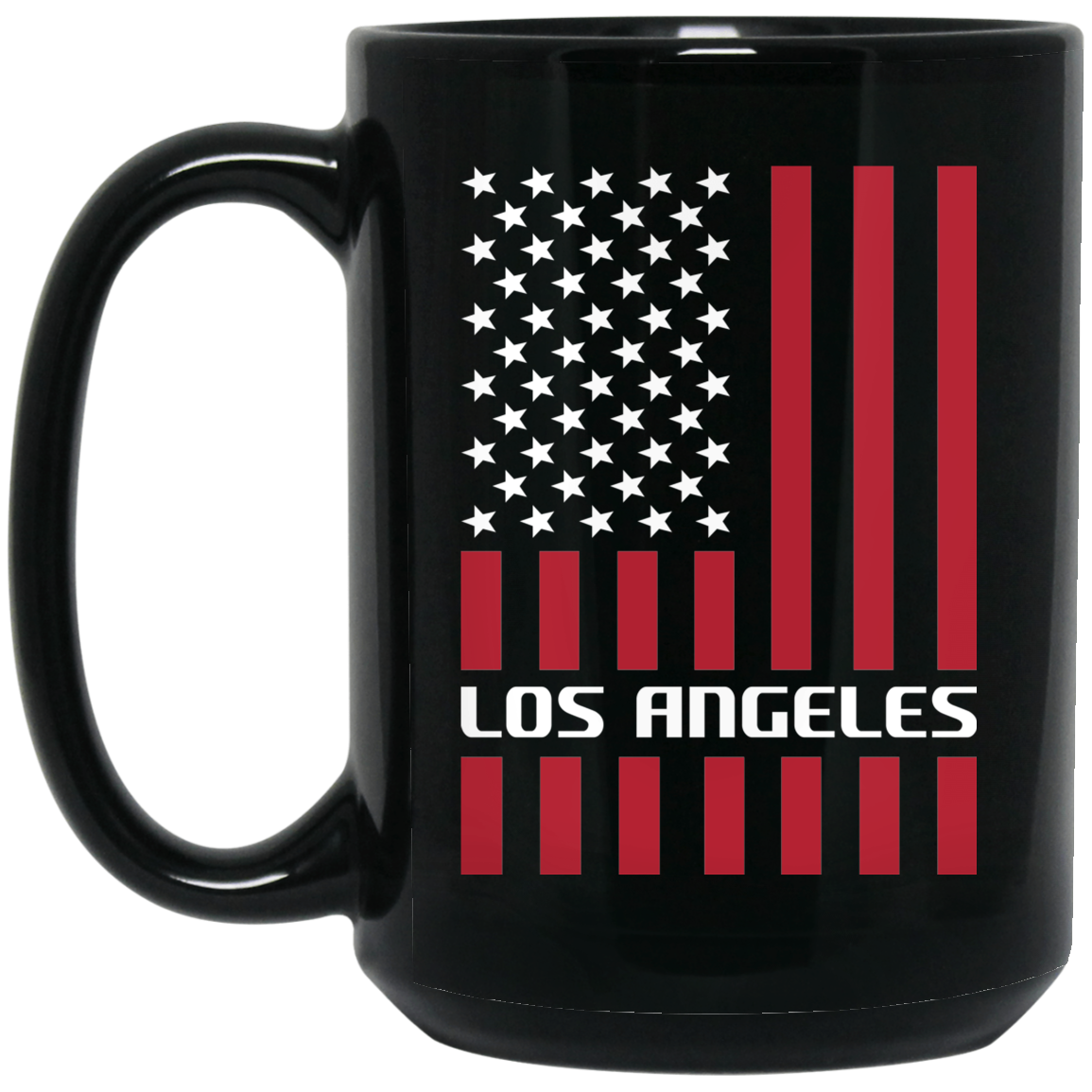 Wheel Spin Addict 15 oz Mug, Los Angeles American Flag Black Mug