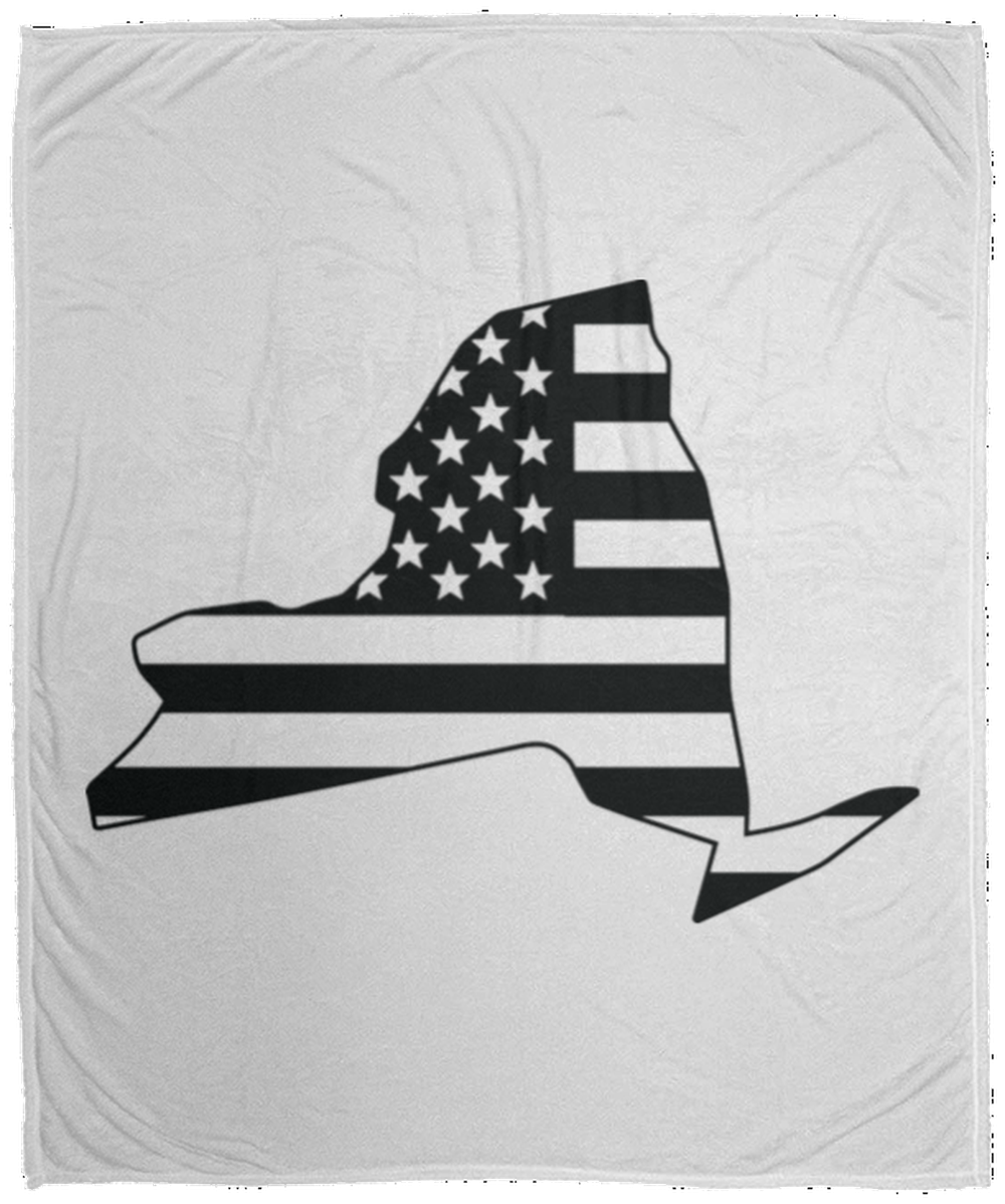 New York American Flag State Fleece Blanket - 50x60