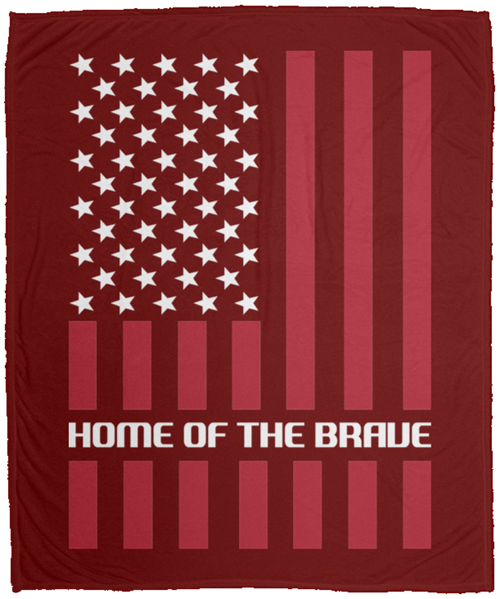 Home Of The Brave American Flag Patriot Fleece Blanket - 50x60