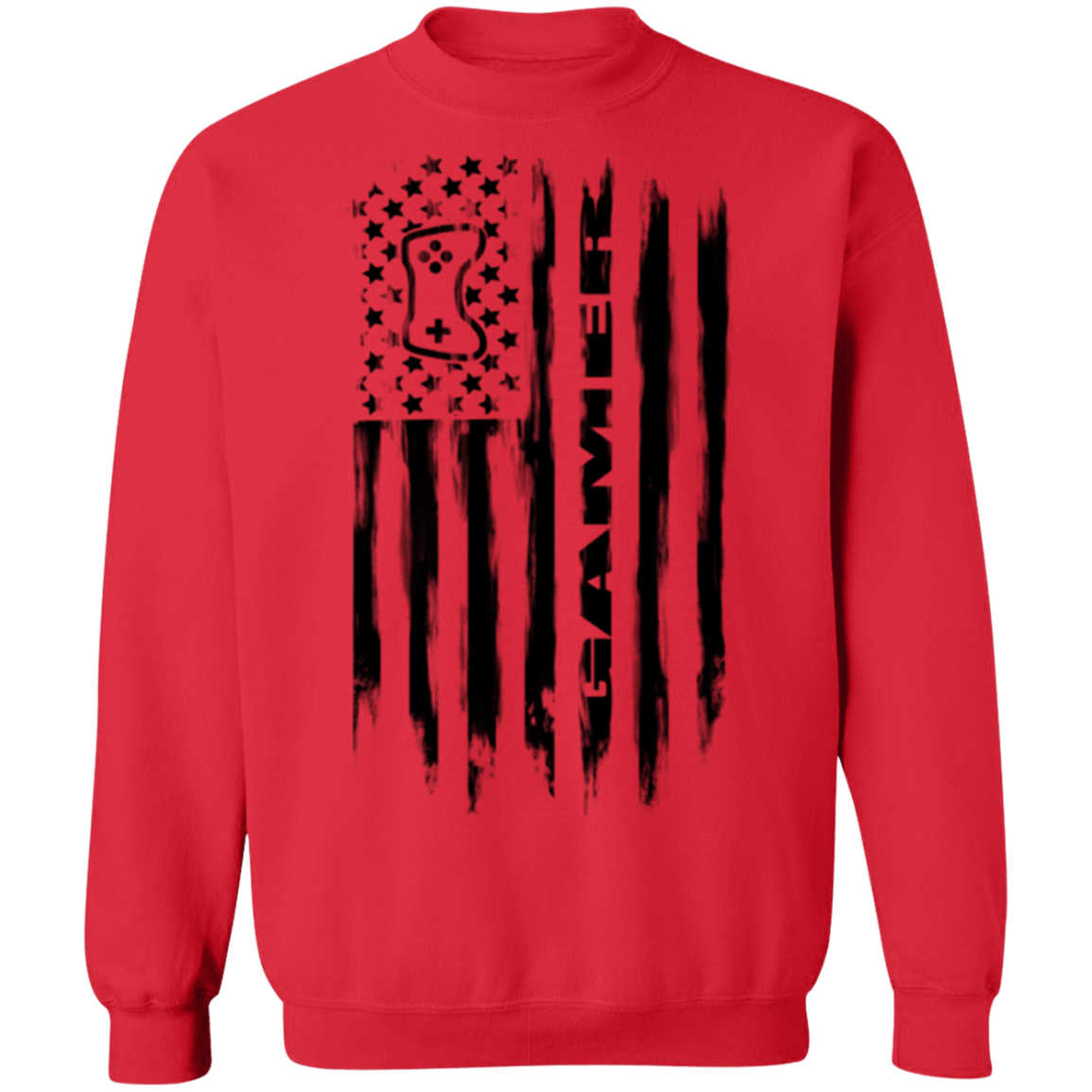 Gamer Video Games Streamer American Flag Crewneck Sweatshirt