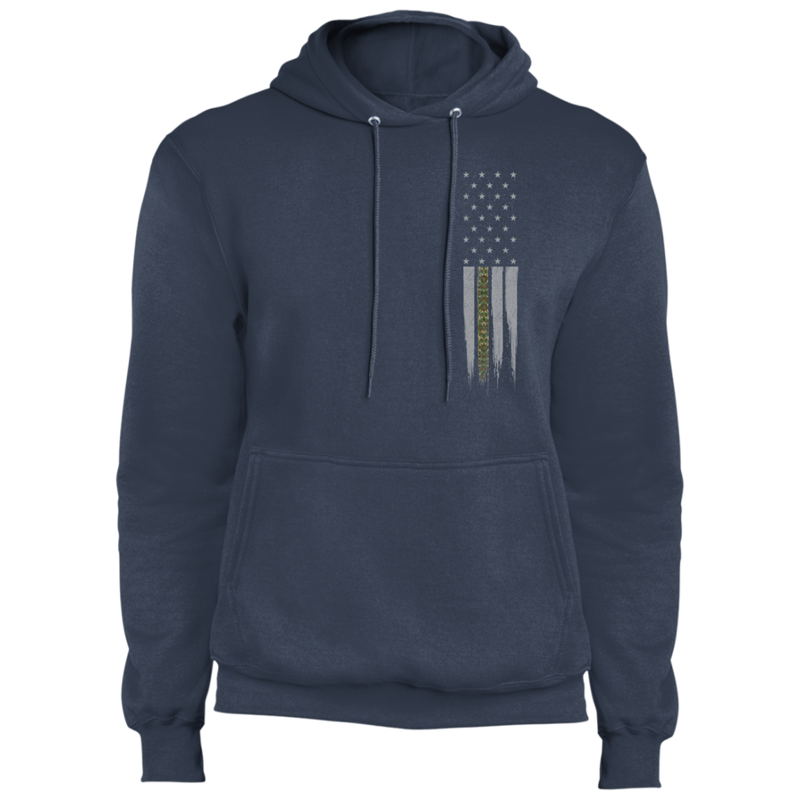 Military Camo Thin Line American Flag Pullover Hoodie
