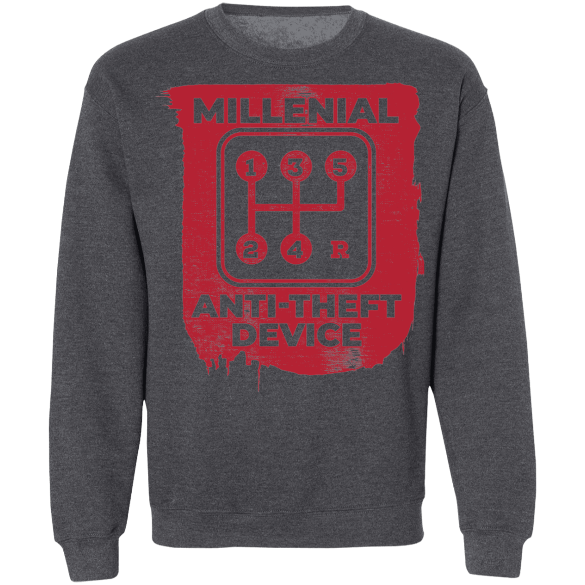 Millennial Anti-Theft Device Manual Stick Shift 5-Speed Crewneck Sweatshirt
