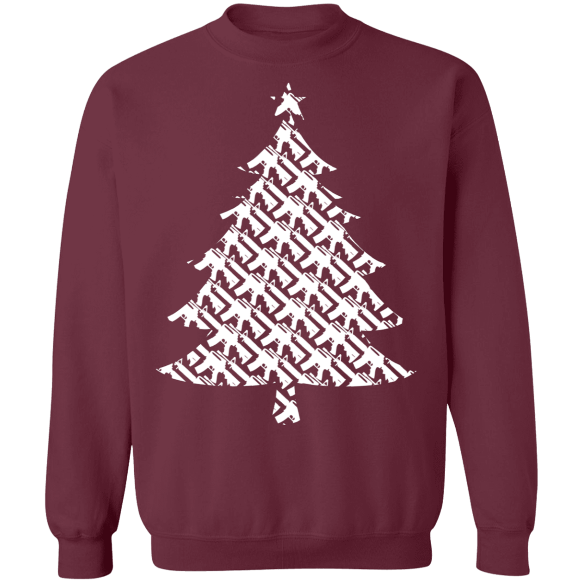 Rifle Firearm Christmas Tree Ugly Christmas Crewneck Sweatshirt