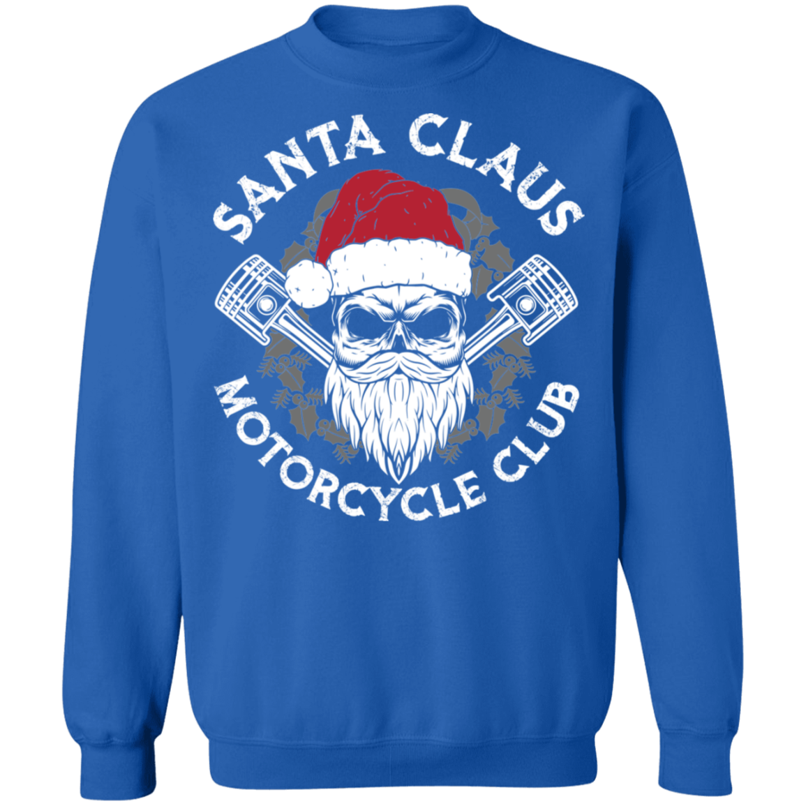 Santa Claus Motorcycle Club Piston Skull Motorcycle Crewneck Sweatshirt