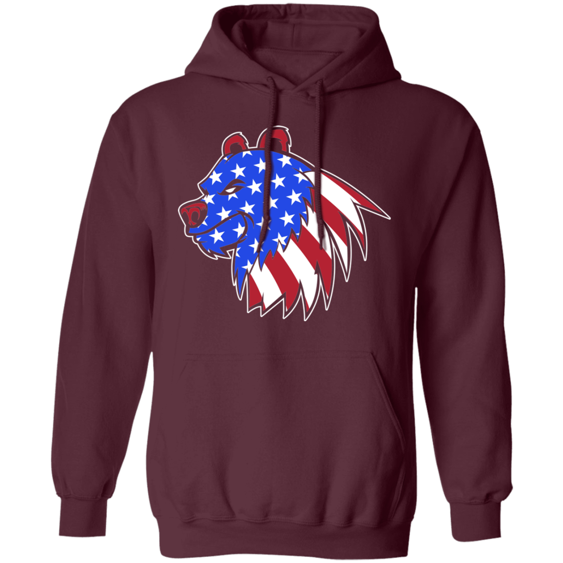 Grizzly North American Bear American Flag USA Pullover Hoodie