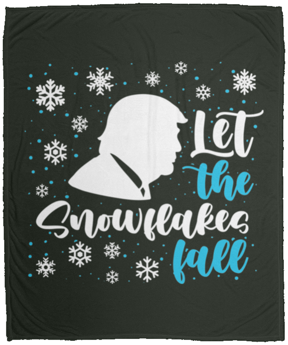Let The Snowflakes Fall Trump Christmas Fleece Blanket - 50x60