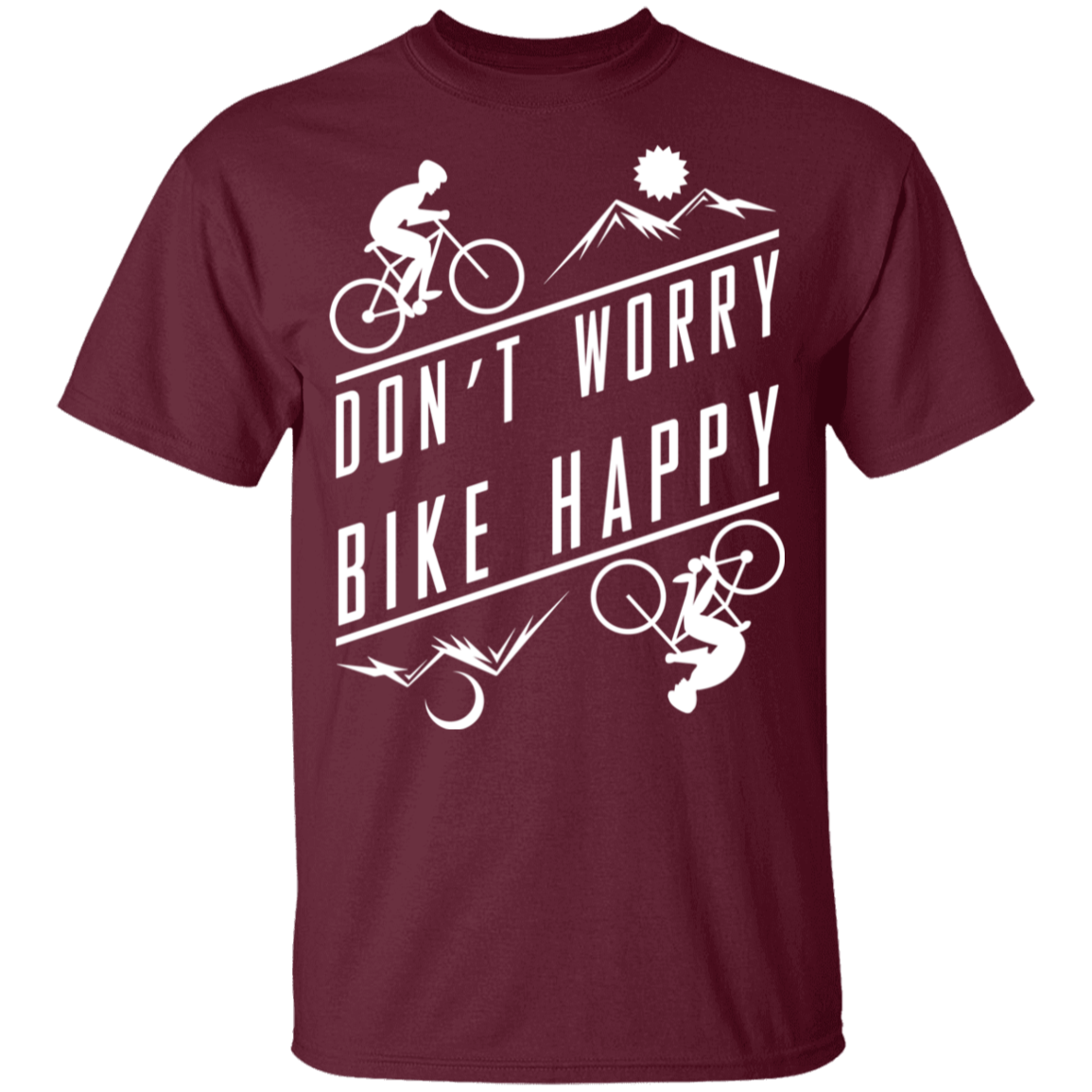 Don't Worry Bike Happy Mountain Biking Youth T-Shirt