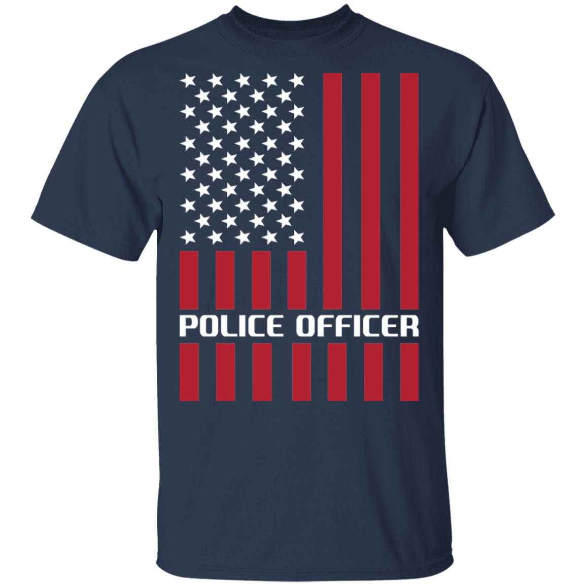 Police Officer Blue American Flag USA T-Shirt